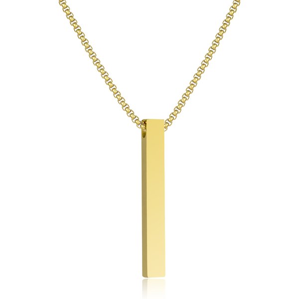 Mens Jewellery Rectangle Pendant Necklace Men Classic Width 2Mm Stainless Steel Link Chain Necklace For Men Jewelry Gift-image