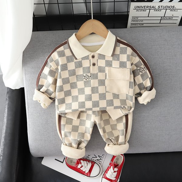 Mother & Kids Baby Clothes Plaid Sweater Suit Two Piece Suitinfant Children's Suit One Piece-image