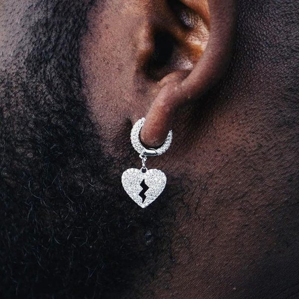 Cao Shi Hiphop Full Zircon Heartbreaking Earrings Personalized Earrings For Men And Women-image