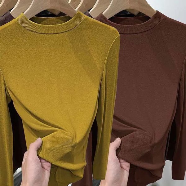 Women's Clothing Velvet Fabric Stand Up Collar Large Size Slim Fit Young Long Sleeved German Velvet Warm Bottoming Shirt