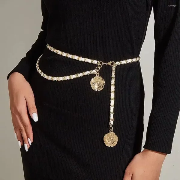 Belts Flower Pendant Waist Chain Fashion Jeans Adjustable Belt Punk Dress Suit Metal Women-image