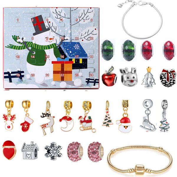 Unisex New Product Christmas Ornaments Countdown Calendar Gift Box Advent Bracelet Set