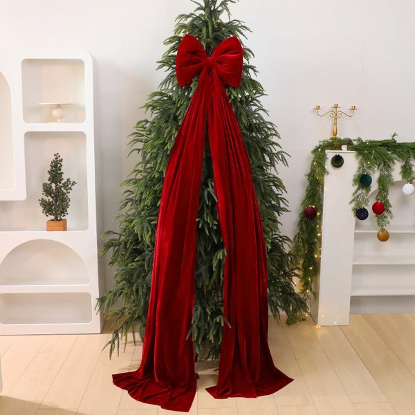 Extra Large Velvet Christmas Bows – Premium Crushed Velvet & Metallic Ribbon Set For Tree Topper, Wreaths & Gift Wrapping