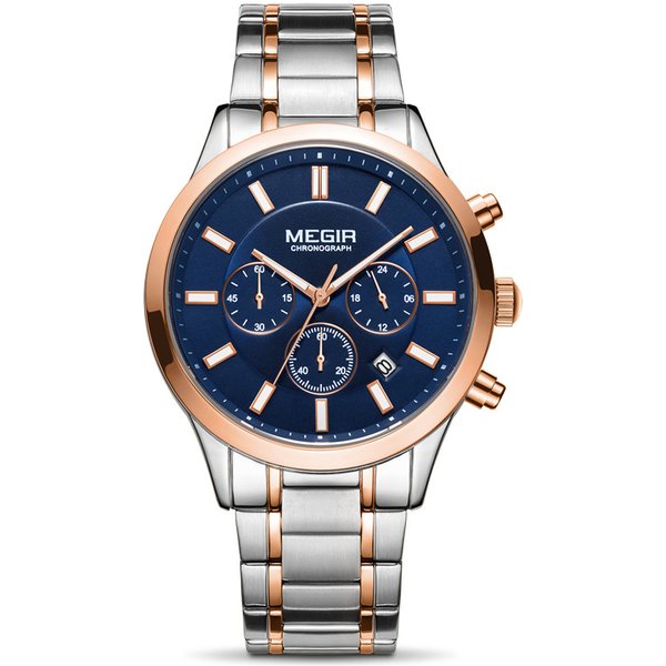Men's Chronograph Watch – Stainless Steel Business Watch With Luminous Hands, Date Window & Water Resistance (Quartz Movement, 43mm Dial)
