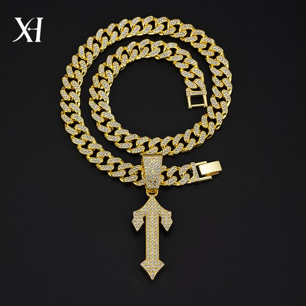 Hip Hop Style Cuban Necklace With Large Sword Alloy Full Diamond Pendant Trendy Men's Jewelry New Arrival-image