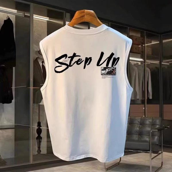 Men's Clothing Trendy Brand Pure Cotton Sleeveless T Shirt Men's Summer New Ins Trend Waistcoat Sports Running Vest Top Clothes-image