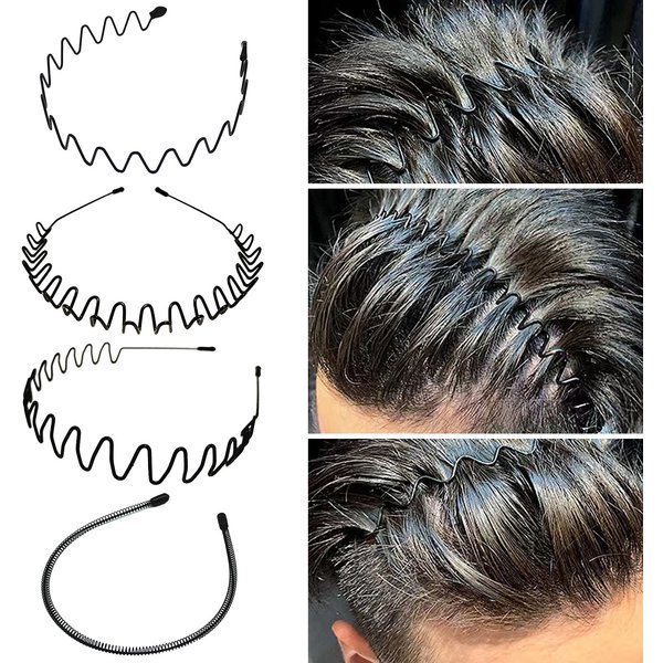 Zhuoxinder Unisex Headband Elastic Mrtal Wavy Hair Hoop Bangs Hair Fixed Invisible Flexible Outdoor Sports Headband Hair Accessories Headwear-image