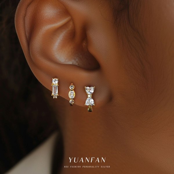 Jewelry & Accessories Sterling Silver Light Luxury Super Flash Inlaid Zircon Fashion Earrings For Women Simple Versatile Set Exquisite Earrings-image