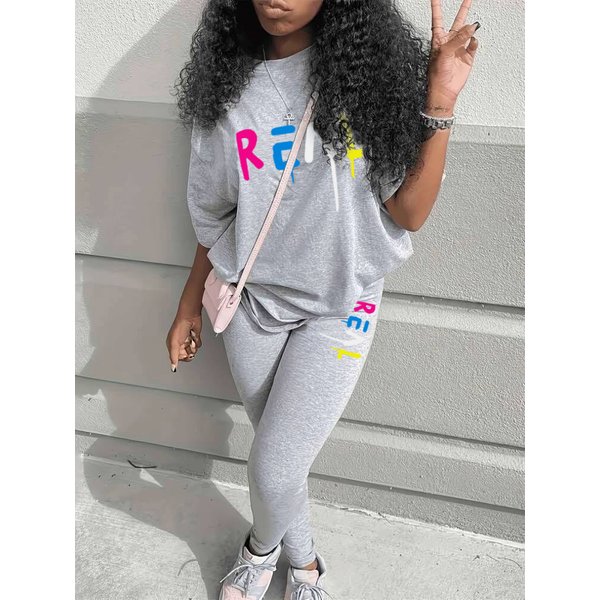 European And American Pure Color Women's Fashion Pants Set Two-Piece Set-image