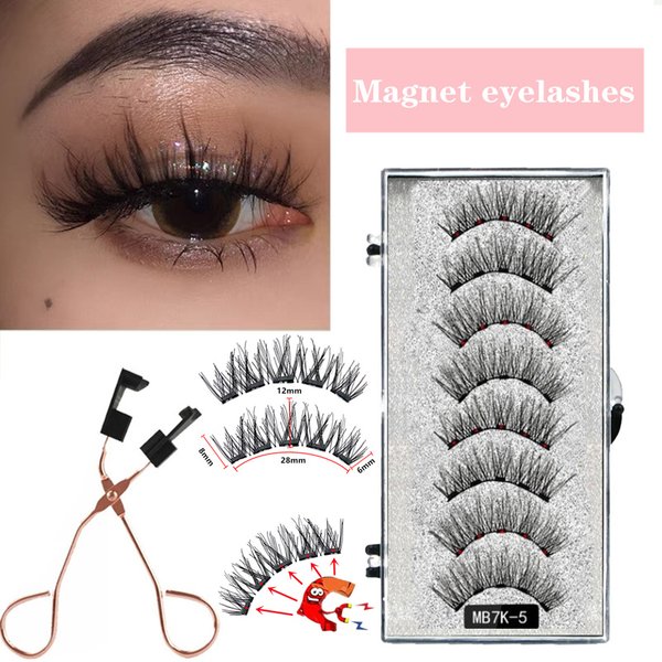 4 Pairs Magnetic Eyelashes Natural With 3D Magnet Handmade Magnetic Lashes Tweezer Set Mink Eye Lashes-image