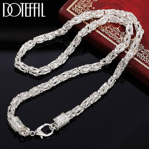 DOTEFFIL Sterg Sier 20 Inch 5mm Faucet Chain Necklace For Women Man Fashion Wedding Engagement Party Charm Jewelry