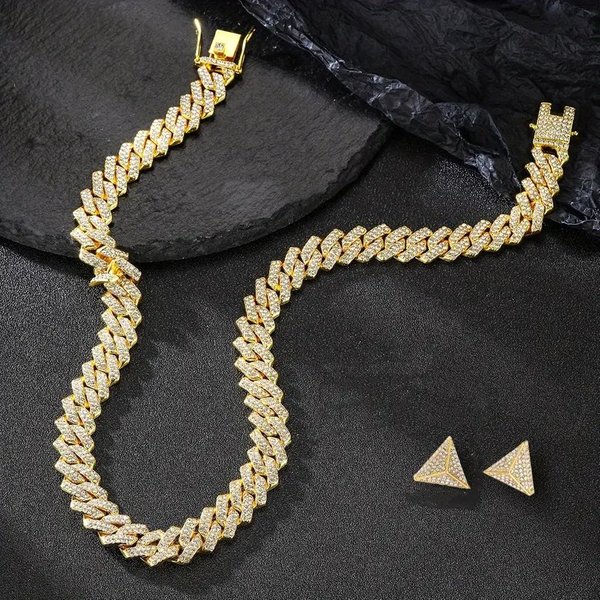 New Street Style Cuban Chain Earrings Alloy Men's Suits Niche Hip Hop Jewelry Accessories-image