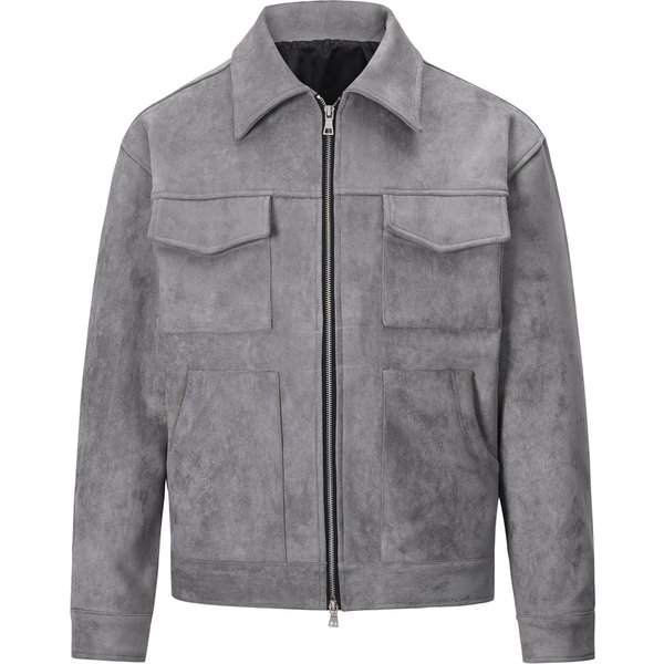 Men's Clothing Suede Jacket For Men And Women High Street Style Zippered Thickened Casual Coat Large Pocket Standard Thickness