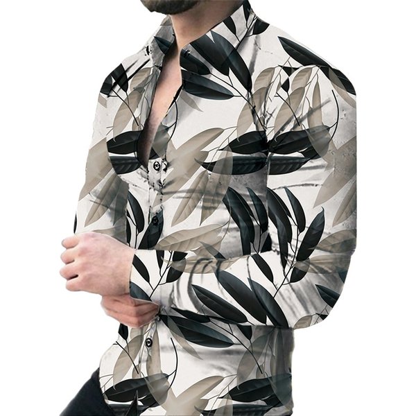 2024 New Digital Print Long Sleeve Casual Fashion Men's Shirt