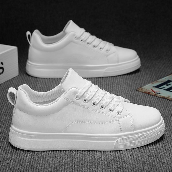 High Quality Men's Sneakers Light Pu Leather Casual Shoes For Men Lace Up Flats Luxury White Black Tenis Shoes Zapatillas Hombre-image