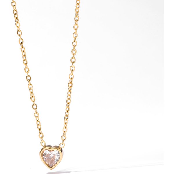 Women's Jewelry Small Sweet Love Zircon Titanium Steel Necklace Female Versatile Clavicle Chain Fashionable Simple Exquisite Peach Heart Pendant-image