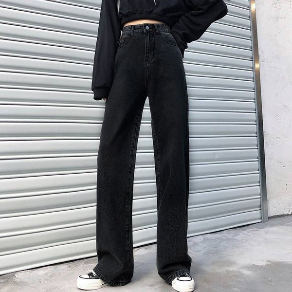 Women's Clothing Wide Leg Jeans For Women Loose Autumn And Winter New Retro High Waist Drape Chic Straight Floor Length Trousers