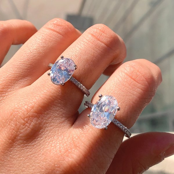 Pave Micro Oval Zircon Style Pigeon Egg Diamond Large Luxury Ring-image