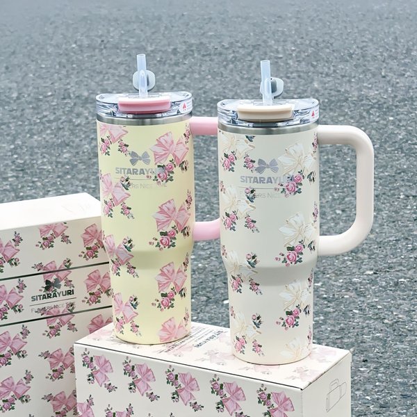 Sitarayuri Giant Handle Straw 304 Stainless Steel Large Capacity Car Insulated Ice Cup-image