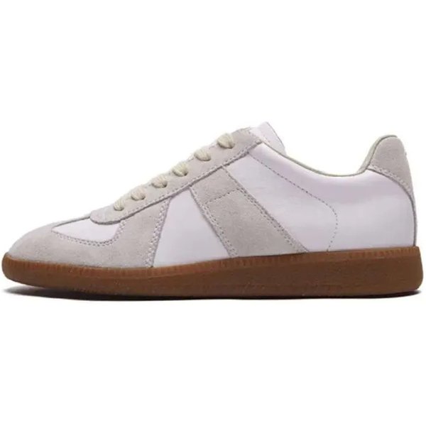 M6 Genuine Leather Color Matching Casual German Training Men's Women's Flat Bottomed Round Toe Board Shoes, Fashionable