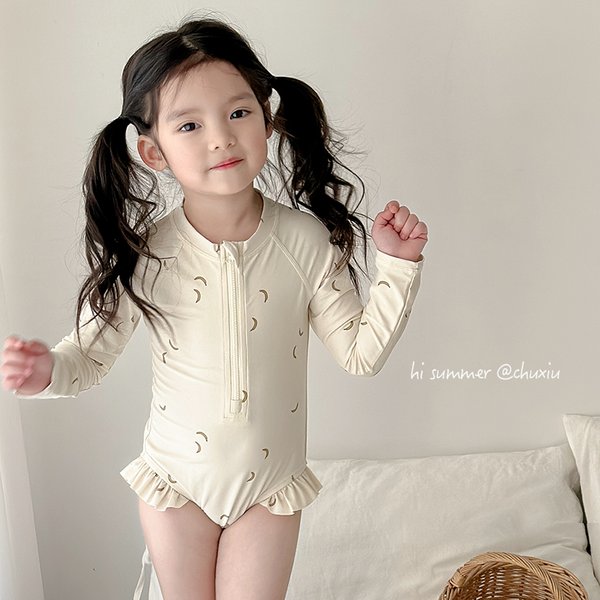 Girls' Long Sleeve Sun Protection Swimsuit – Cute & Stylish One-Piece Bathing Suit With Upf 50+ – Quick-Dry Swimwear For Toddler To Preteen-image