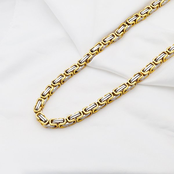 Hip Hop Cuban Chain Byzantine Square Buckle Back Chain Trendy Men's Imperial Chain Titanium Steel Necklace-image