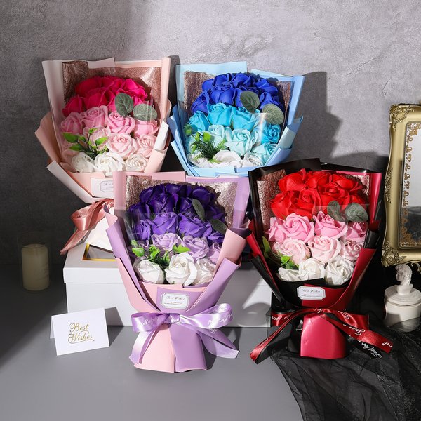 Unisex Soap Flower 18 Rose Soap Bouquet Gift Box Valentine's Day Christmas Gift Birthday Gift Simulation Flower-image