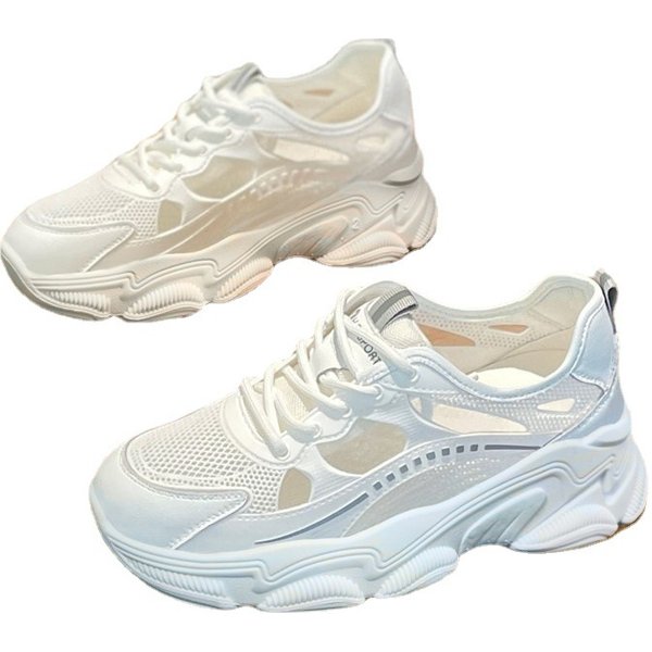 Little white shoes for women 2024 new spring and summer breathable mesh shoes casual sports fashion dad shoes lightweight women's shoes