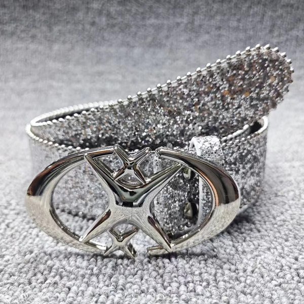 Snap Belt For Women, European And American Fashion, Unique Jeans Belt, Versatile Design, Silver Glitter, Ins Style Trend