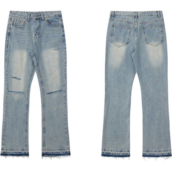 Men's Clothing Trendy Brand Washed Old Loose Hole Cleanfit Jeans-image