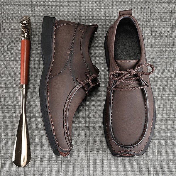 Men's Work Boots With Cushioned Insoles & Slip-Resistant Outsoles - Casual Lace-Up Leather Shoes For Business & Daily Wear (Black, Brown, Gray)
