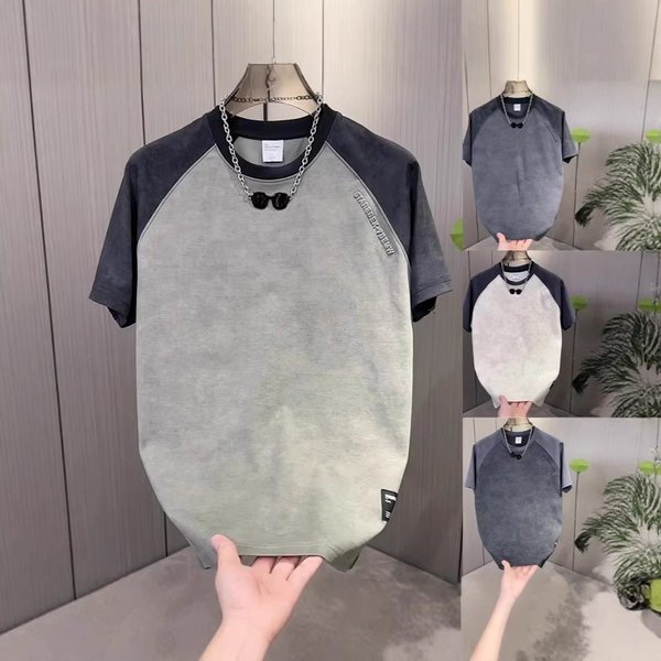 Men's Casual Tie-Dye Print Short Sleeve T-Shirt With Letter Embroidery, Loose Fit Round Neck Summer Top