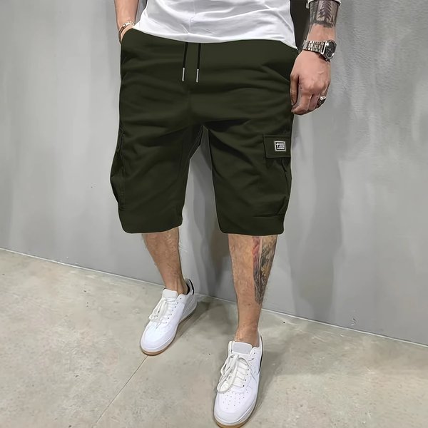 Men's Casual Cargo Shorts - Relaxed Fit Straight Leg Summer Shorts With Multiple Pockets, Lightweight Polyester, Comfortable For Outdoor Activities-image