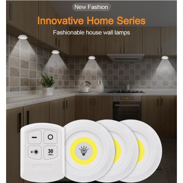 1PC LED Light COB Under Cabinet Light Night Light Wireless Remote Control Dimmable Wardrobe Lamp 3W Super Bright Closet Lighting