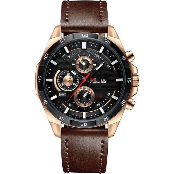 Men's Waterproof Fashion Sports Watch With Calendar - Casual Quartz Watch With Leather Strap - Stylish Outdoor & Everyday Wear