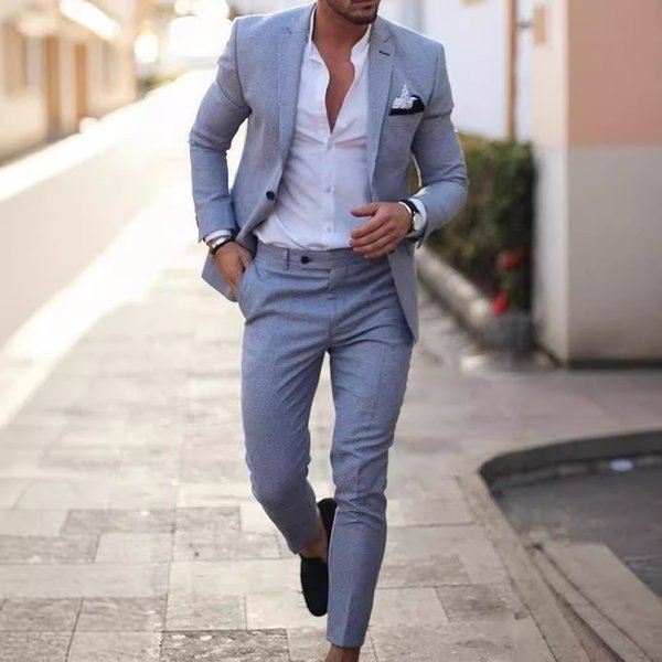 Men's Clothing Simple Slim Fit Casual Fashion Button Suit Two Piece Suit