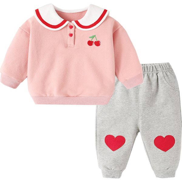 Baby Clothes Hoodie Suit Trousers Doll Collar Autumn Dress Spring And Autumn Infant Girls Baby Children Two-piece Set