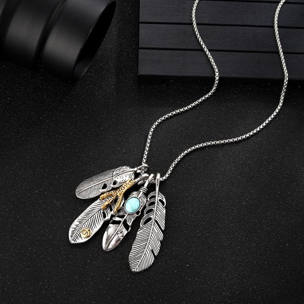 Necklace Bohemian Turquoise Feather Sweater Chain Necklace