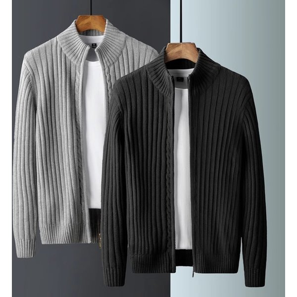 Men's Clothing Spring And Autumn Sweater Men's Fashion Brand New Baseball Stand Collar All Match Casual Zipper Knitted Cardigan Jacket Men-image