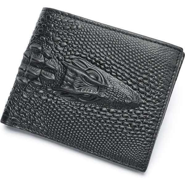Fashion Wallet, Crocodile Pattern Simple Business Leather Multi-Card Slot Classic Men's Wallet, Multi-Function Coin Purse-image