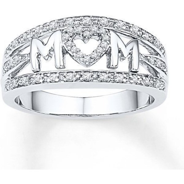 Mother's Day Gift MOM Mom Ring Diamond Heart Women's Ring Bright Fashion