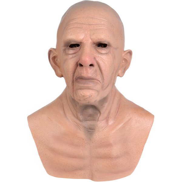New Old Man Mask Latex Headgear Simulation Grandpa Bald Beard Wig Funny Horror Halloween-image