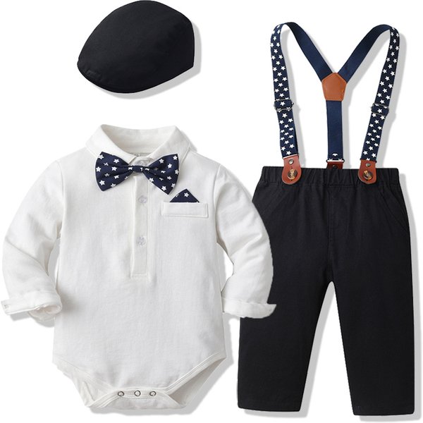 Kid's Clothing Children's Clothing Autumn New Arrivals Baby Boy Romper Suit Children's Sling Flower Girl One Year Old Dress Suit Performance-image
