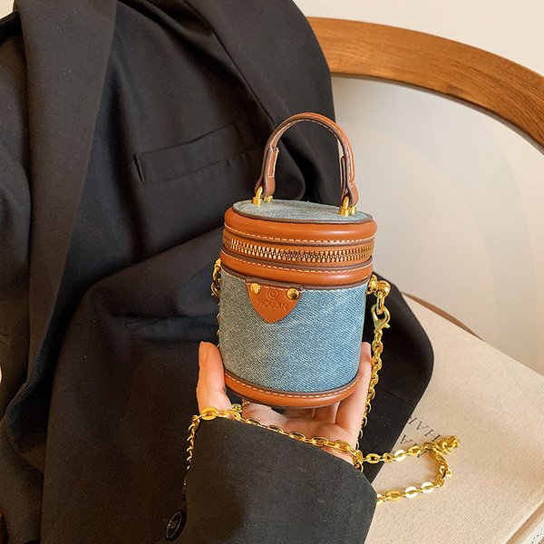 Women's Bucket Bag Mini Color Contrast Rich Bucket Round Bucket Children's Family Style Hand Carrying Lipstick Small Crossbody Bag Bag Woman-image