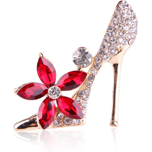 Korean Fashion Trend All Match Crystal Rhinestone High Heels Brooch Pin Accessories-image