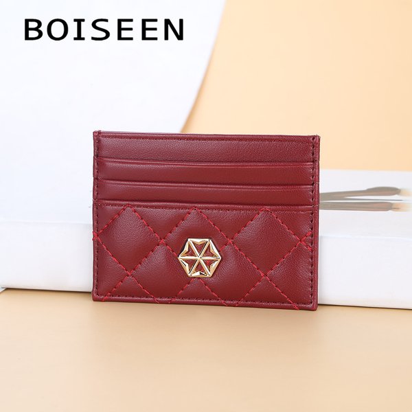 Boiseen New Card Holder For Women Korean Version Thin Embossed Multi-Card Slot Id Card Holder Mini Credit Card Holder Wholesale-image