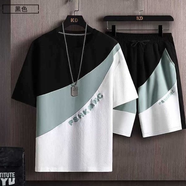 Men's Clothing Summer Suit Short Sleeved T Shirt Men's Set With Handsome Shorts Couple Teenagers Half Sleeved Tops-image