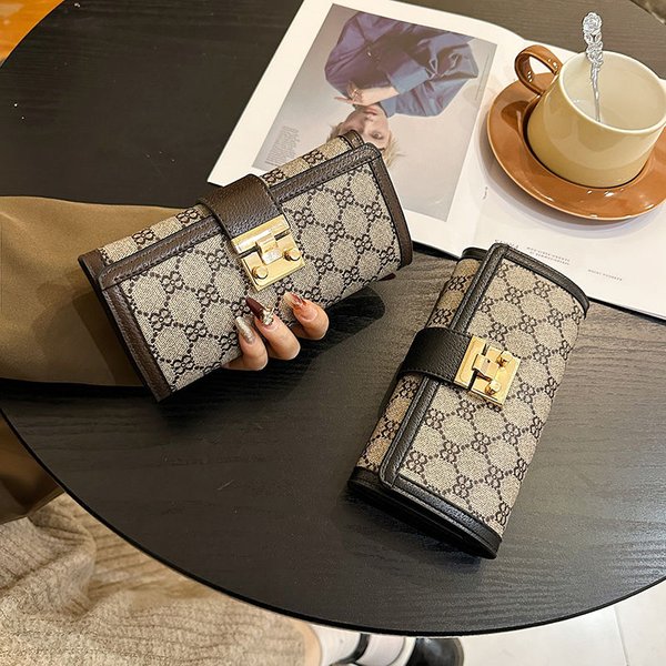 Beauty For Women 2024 New Short, High Quality, Multi Card, Triple Folding Lock Buckle, Handheld Long Wallet-image
