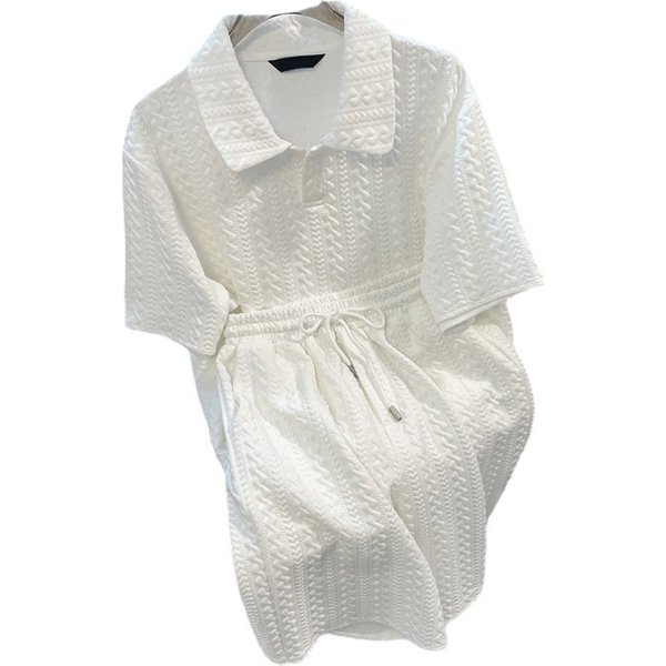 Men's Summer 2-Piece Loose Fit T-Shirt Set - Breathable Short Sleeve Casual Outfit In White