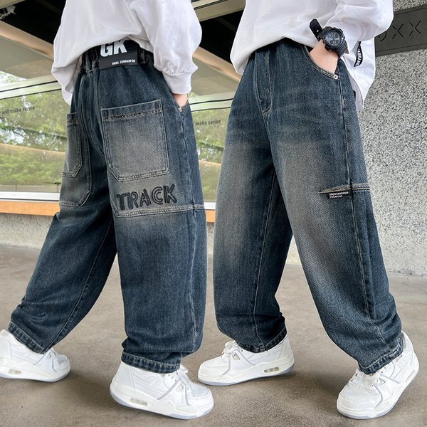 Children's Casual Denim Long Pants For Boys Autumn Spring Style Medium And Large Sizes Trend In Toddler Boys Clothing